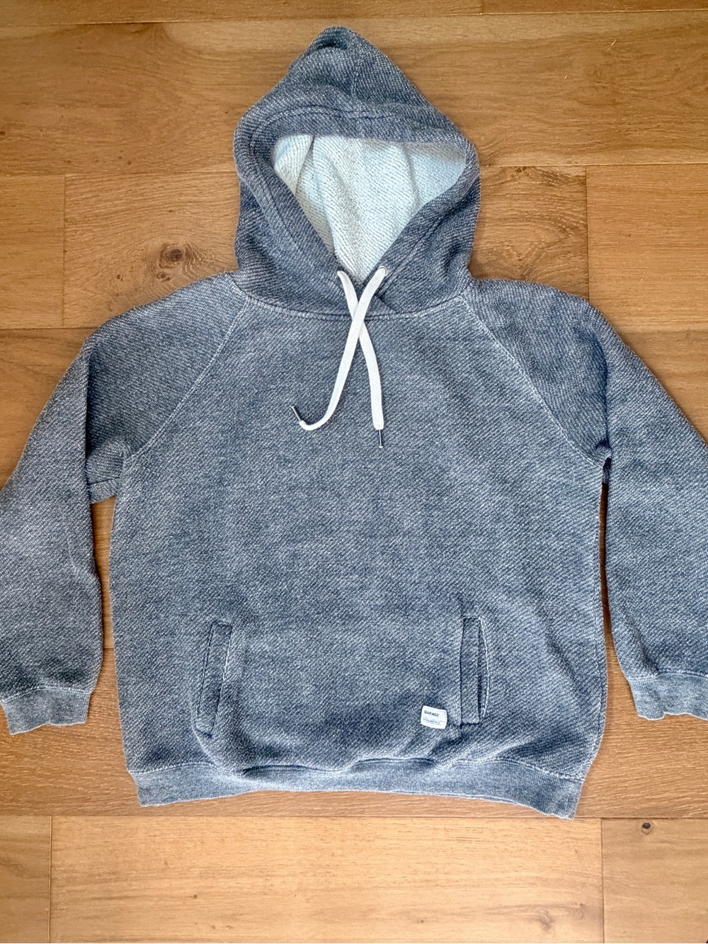 Garage Pullover Hoodie Heathered Grey Textured French Terry M-L Cozy Lounge